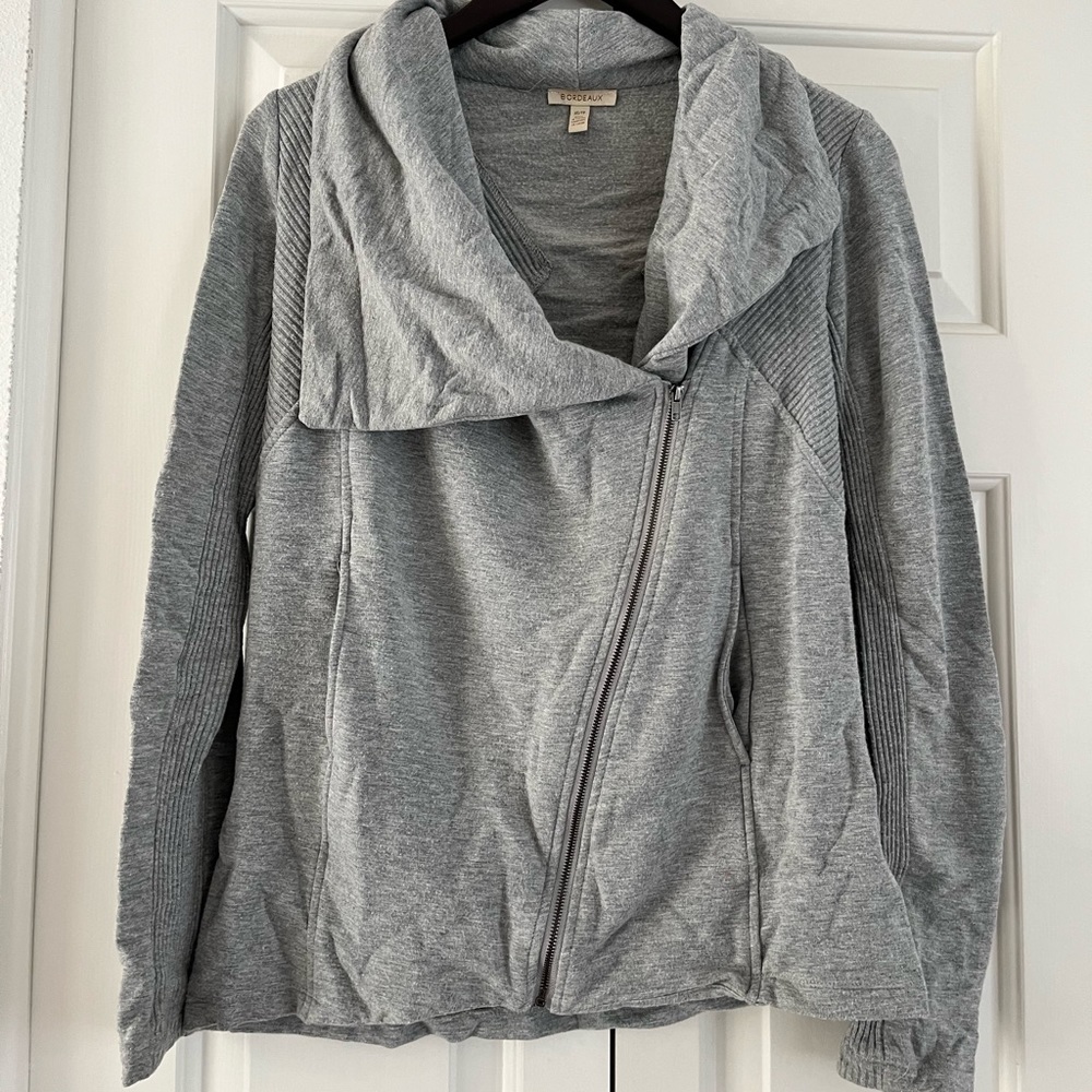 Anthropologie Bordeaux asymmetrical zip hoodie